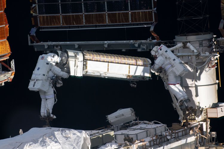 NASA and ESA Astronauts Continue Installing Space Station Solar Arrays